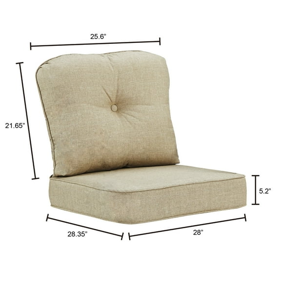 26 x 28 Outdoor Patio Deap Seating Cushion Set in Tan with Ties