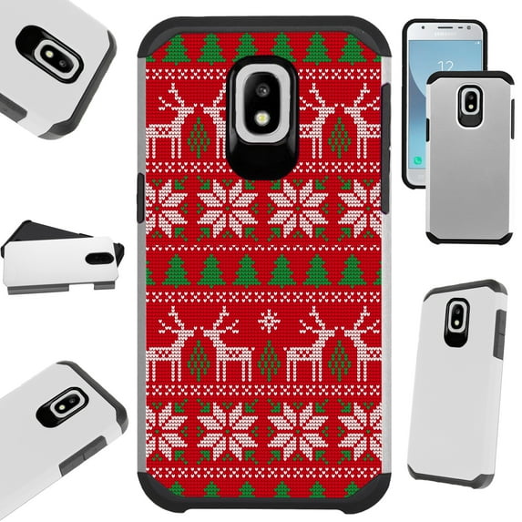 Compatible Samsung Galaxy Sol 3 | Express Prime 3 | Amp Prime 3 Case Hybrid TPU Holiday Phone Cover (Red Ugly Sweater)