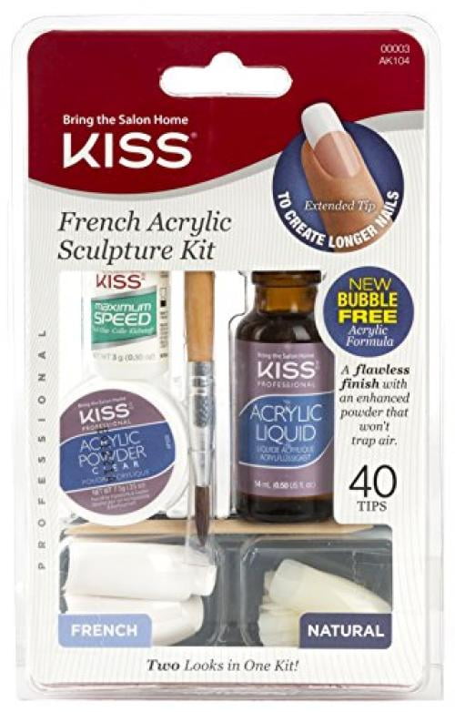Kiss French Acrylic Sculpture Kit, 40 Tips, French and Natural, 2 Pack ...