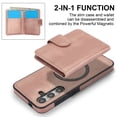 thumbnail image 3 of ELEHOLD Case for Samsung Galaxy A15, 2-in-1 Magnetic Shockproof Leather Wallet Flip Case Cover, Detachable Card Holder with Stand,Rosegold, 3 of 5