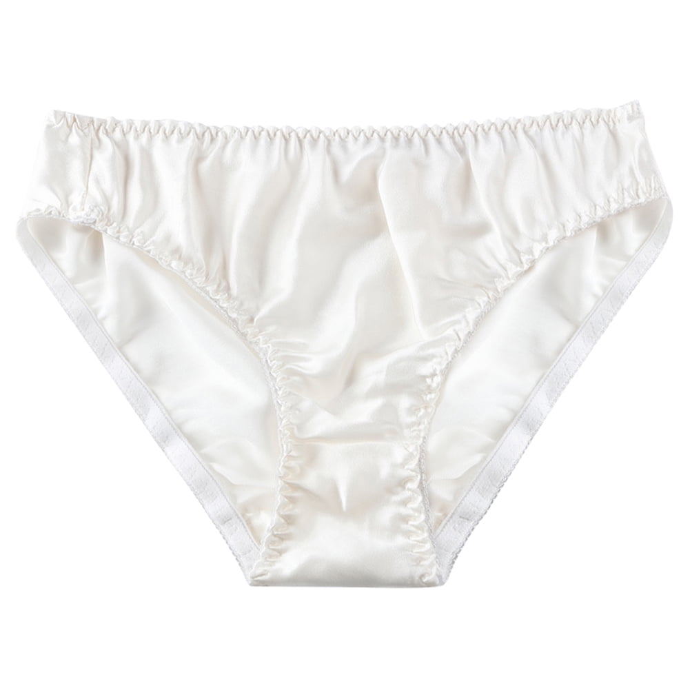New Women Silk-Like Satin Panties Bikini Underwear Breathable Solid Color  Briefs 