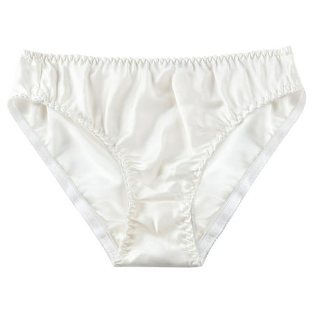 

Women Silk-like Satin Panties Bikini Underwear Breathable Solid Color Briefs