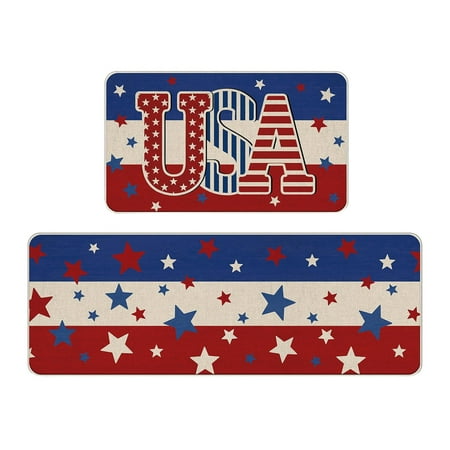 

dajkiuy 4th of july decorations 4th Of July Kitchen Mats Independence Day Kitchen Rugs For Floor Non Slip Home Decor 2 Piece Set