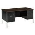 thumbnail image 2 of HON H34962.MOCH.P 34000 Series 60 in. x 30 in. x 29.5 in. Double Pedestal Desk - Mocha/Black, 2 of 3
