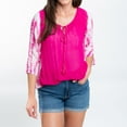 thumbnail image 3 of Elsie & Zoey Larsa S/M Hibiscus Raglan 3/4 Sleeve Tie Dye Swimsuit Cover Up for Women, 3 of 6