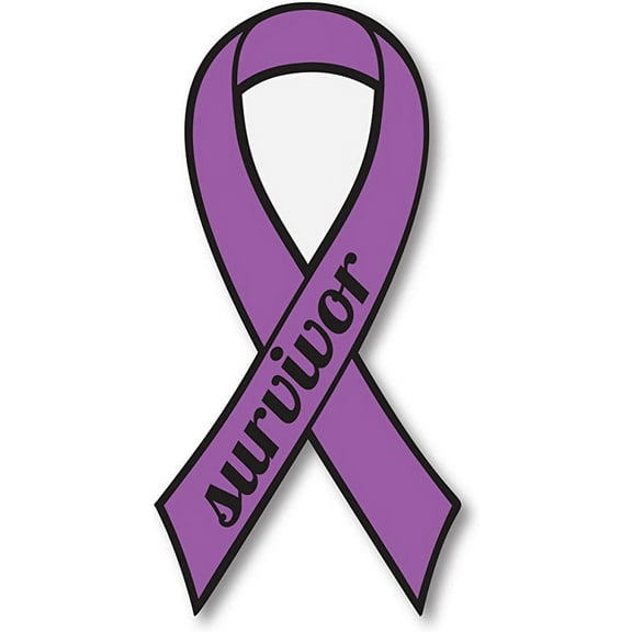 Purple Pancreatic and Leiomyosarcoma Cancer Survivor Ribbon Car Decal 7"