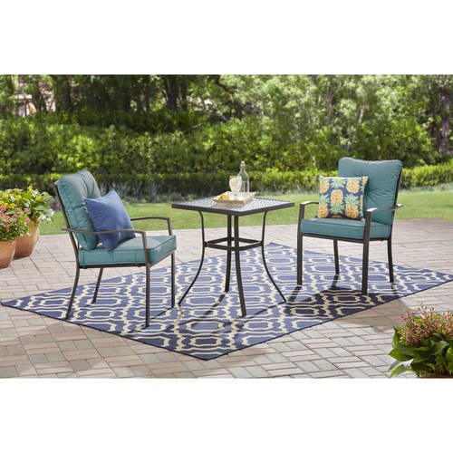 Mainstays Forest Hills 3pc Bistro Set, Teal