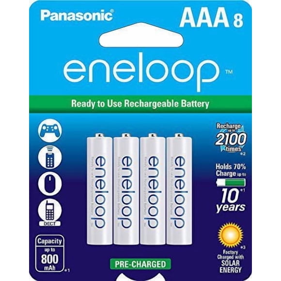 Panasonic eneloop AAA Ni-MH Pre-Charged Rechargeable Batteries - 8 Pack