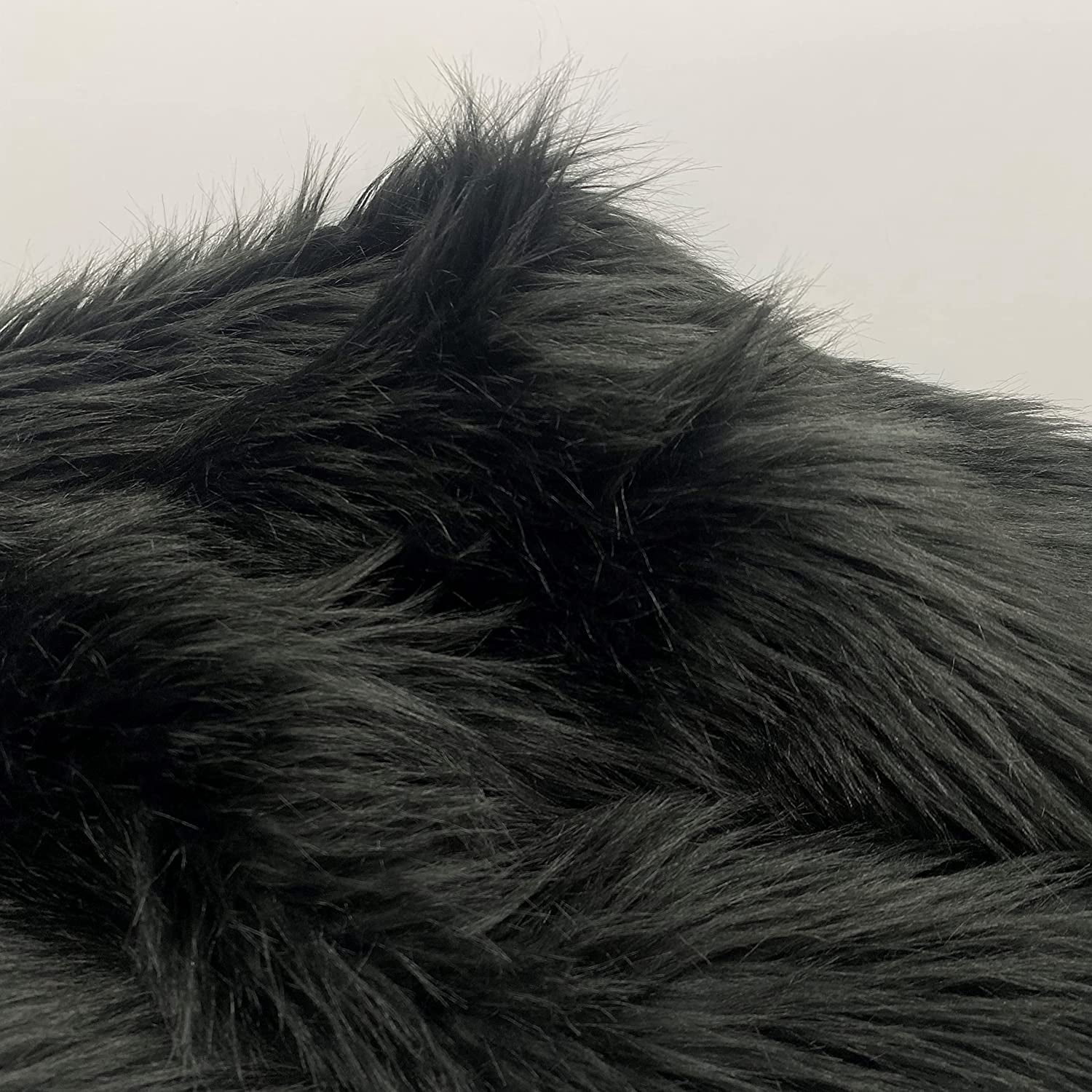 Faux Fur by the Yard - Long Pile Mohair Fur - Black