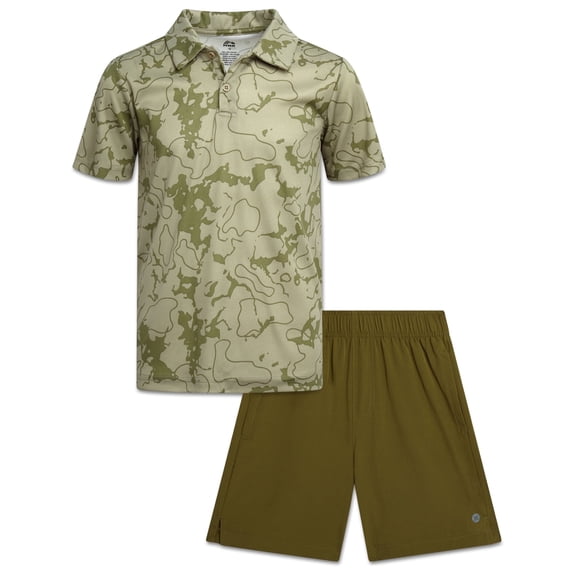 RBX Boys Short Set Moisture Wicking Golf Polo Shirt and Shorts Athletic Outfit for Sports 2 Piece