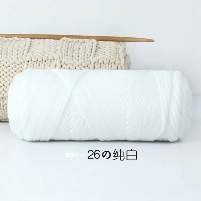 Granjero Gordo Hilo de lana teñido a mano para tejer y hacer crochet, hilo de lana suave y duradero, hilo pesado de 500 g, blanco