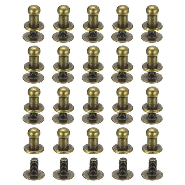 Unique Bargains 4mm Ball Head Stud Rivets Screw Back, 20Pack Round Head Button Nipple Rivet, Bronze Tone