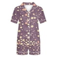 thumbnail image 3 of CLOISE Night Clothes for Women Sets 2-Piece Soft Short Sleeve Sleepwear Tees and Casual Shorts Pajama Sets Cozy Button Up Flower Printed Fall Loungewear, 3 of 4