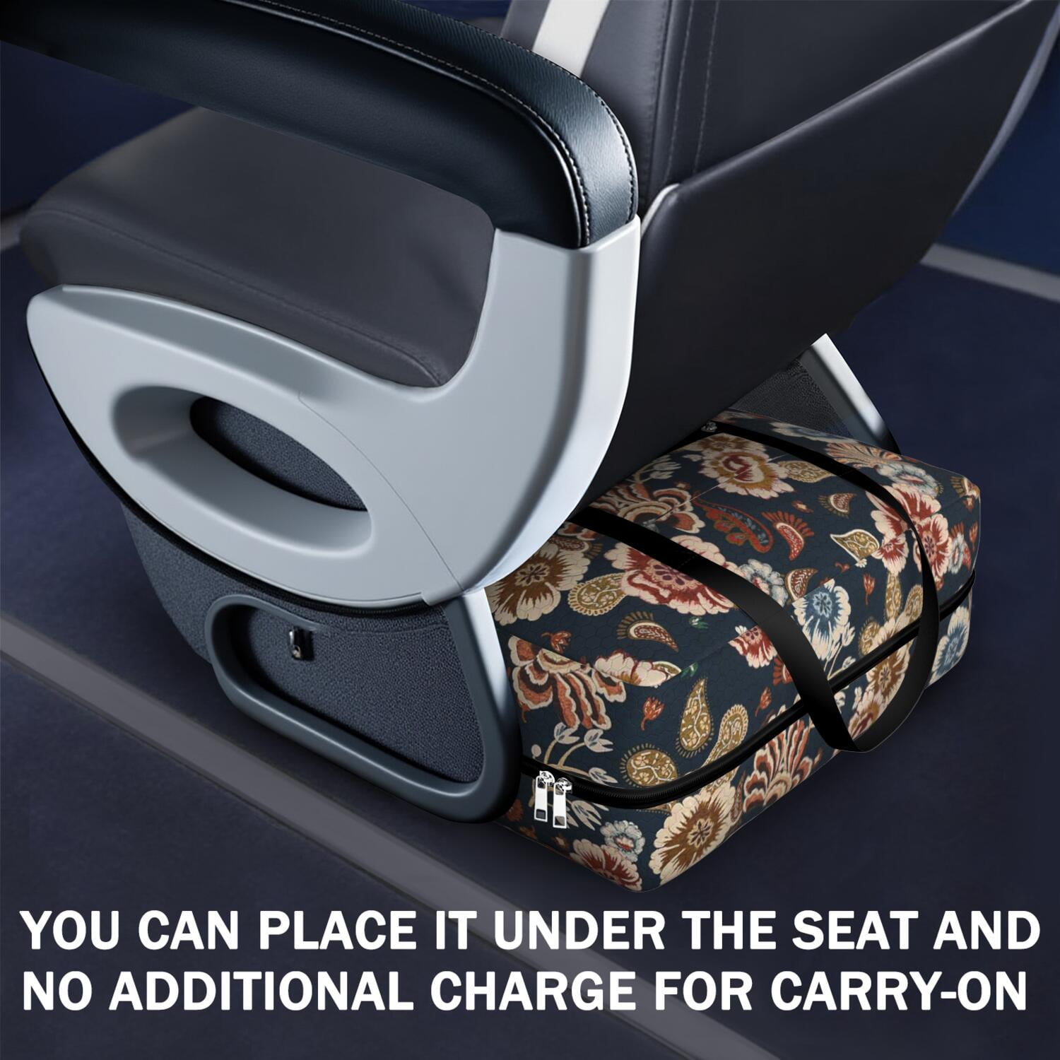 For Spirit Airlines Personal Item Bag 18x14x8 Inch, Floral Weekender Travel Bag, Foldable Travel Duffel Bag Underseat Carry on Bag with Luggage Sleeve for Women and Men 30L