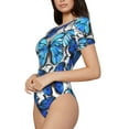 thumbnail image 2 of Naloa Blue and White Butterflies Women's Short-Sleeved Onesie, One-Piece Swimsuit for Parties, dates, clubs - XX-Large, 2 of 9