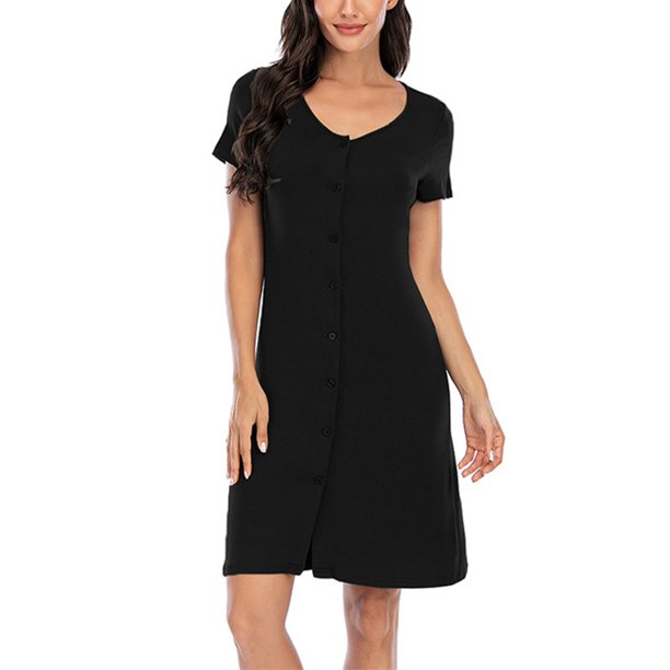 Womens Nightshirt O Neck Boyfriend Sleepwear Shirts Loungewear Loose