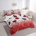 thumbnail image 3 of Manfei Kawaii Ladybug 7-Piece Bedding Comforter Set,Polka Dots King Bedding Sets,Bling Glitter Ultra Soft Bed Sheets,Super Cozy Animal Room Decor,Reversible, 3 of 7