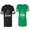 Men Black / Women Green, variant on Groom Bride Unisex Couple Matching Cotton Jersey style T-Shirt Contrasting stripes on sleeves (Men Black / Women Black) (Men XXL / Women XXL)