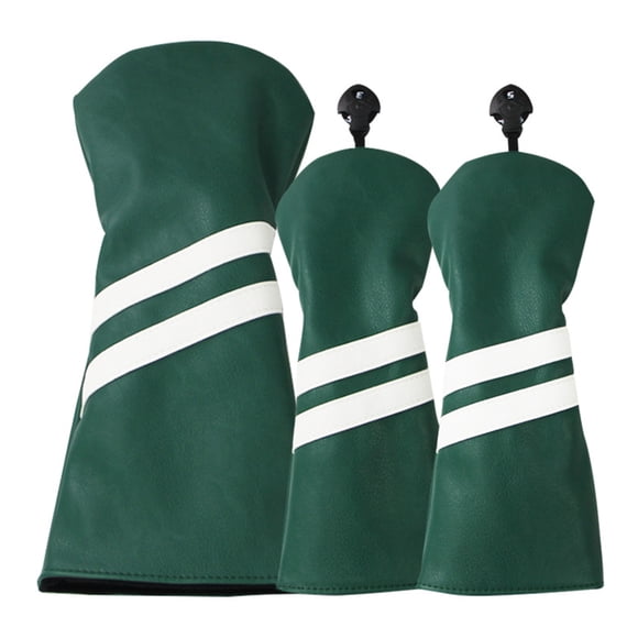 Eigraketly 3 unids/set cubierta de cabeza de palo de Golf de doble raya resistente al desgaste de cuero con etiqueta ajustable giratorio número placa Golf Verde Eigraketly OD027040-04