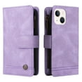thumbnail image 3 of Case for iPhone 13 Mini Cover Zipper Pocket Wallet Case Magnetic Protective - Purple, 3 of 5