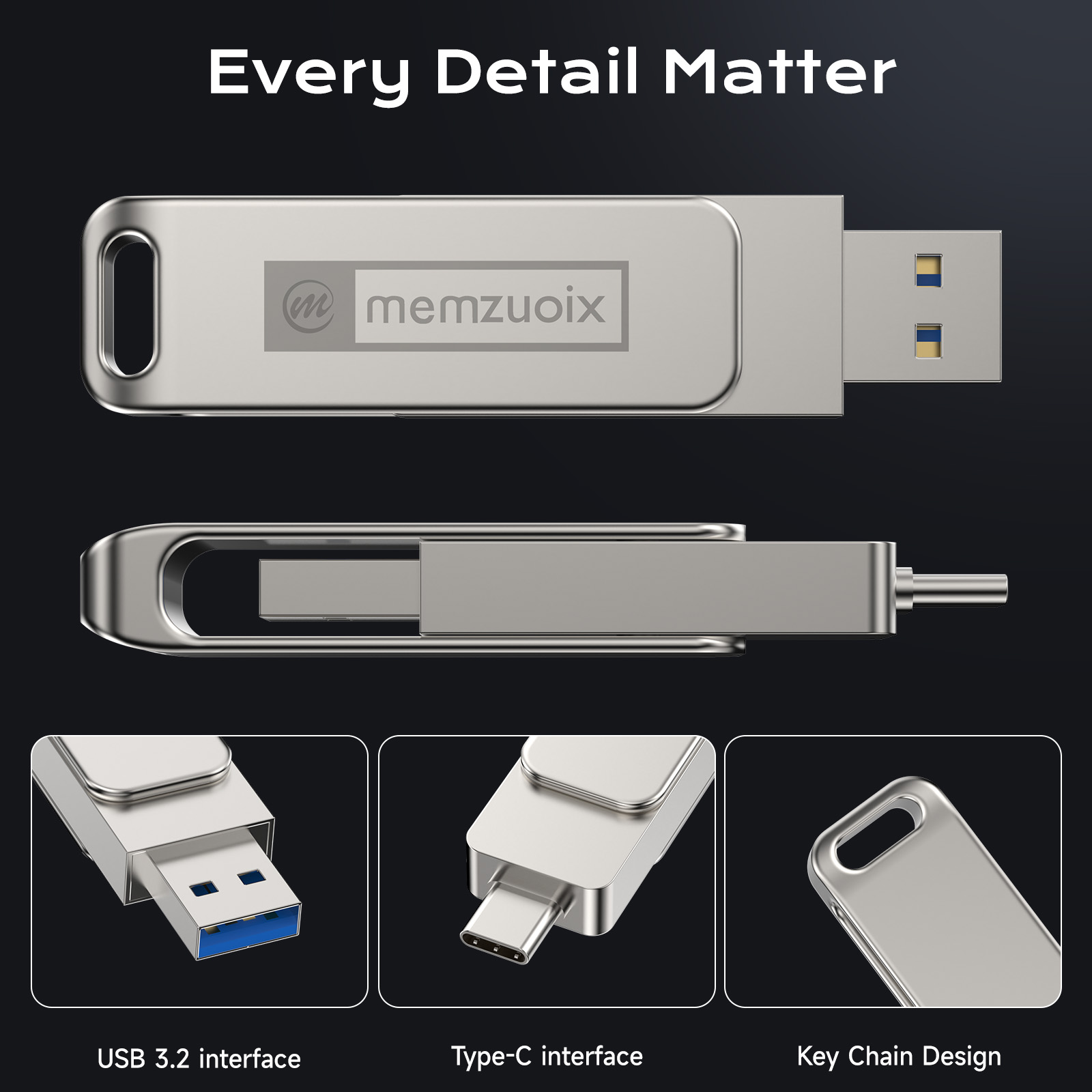 Memzuoix 64GB USB 3.2 Dual Port Flash Drive, USB-C & USB-A photo 7