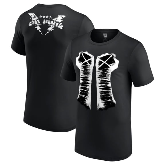 Men's Black CM Punk Fists Retro T-Shirt