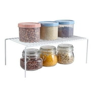 SANNO 2 Pack Large Freezer Cabinet Storage Shelf Rack, Rustproof Stainless Steel Kitchen Organizer Space Saver for Fridge Pantry Shelves Countertops - White, 15.7 * 9.4 Inches