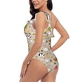 thumbnail image 4 of Uemuo animals farm Print Women's One Piece Swimsuit Asymmetrical Neck Bathing Suit One Shoulder Side Cutout Ruffle Swimwear-Medium, 4 of 6