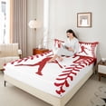 thumbnail image 3 of Erosebridal Red Dripping Baseball Stitch & Hitter Silhouette Graphic Queen Sheet Sets 4 Pieces, Sport Graphic Bed Set for Boys And Girls Kids,Super Cozy Room Decor, 3 of 5