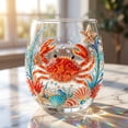 thumbnail image 4 of Stemless Wine Glasses Set Of 6,Stemless Wine Glasses Set 4,Seaside Pattern Clear Stemless Wine Tumblers Tropical Summer Cocktail Cups(A4IN), 4 of 5