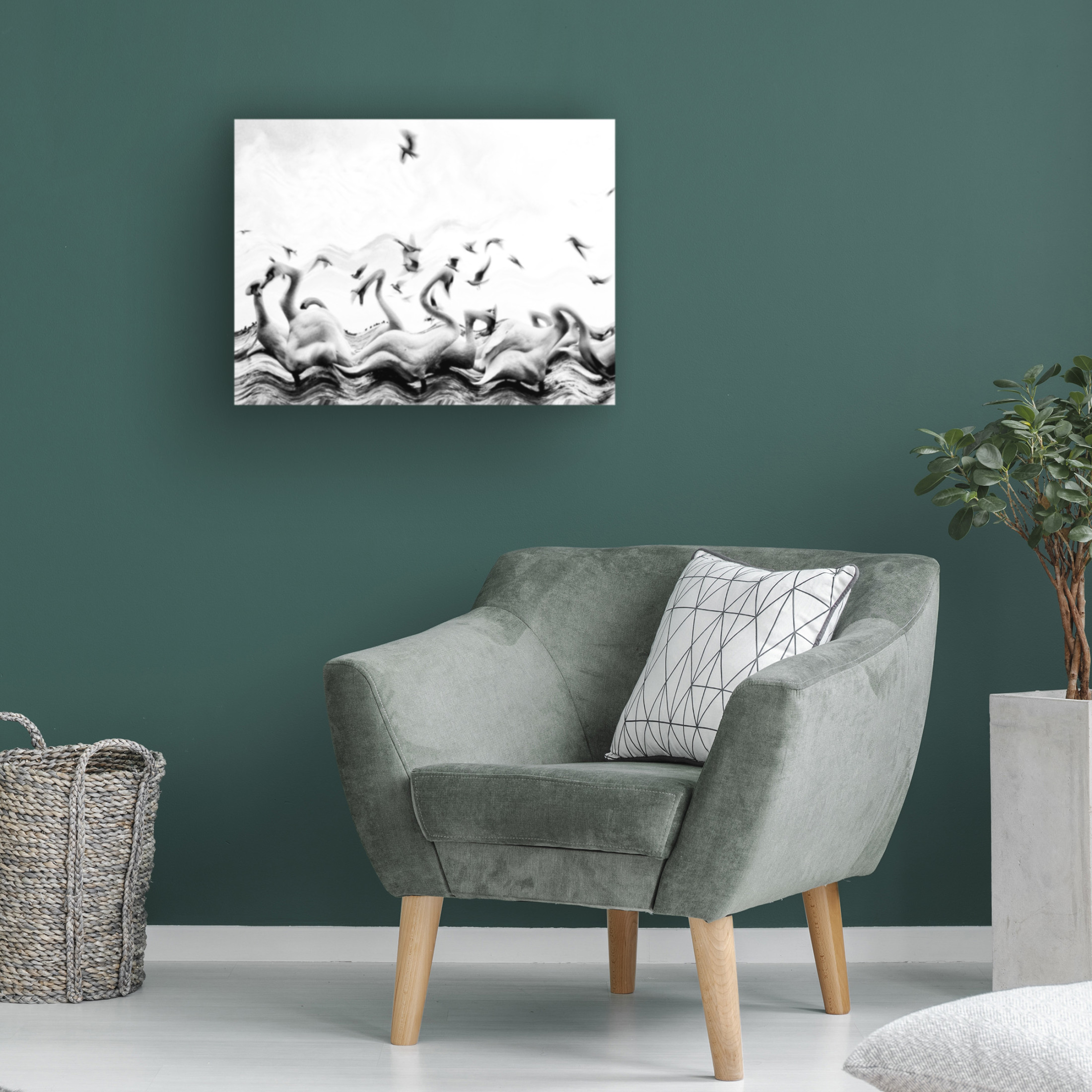 Trademark Fine Art Silvia Dinca Swans Waves Canvas Wall Art
