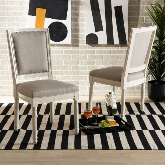 Baxton Studio Louane Dining Chair, Set of 2, Grey