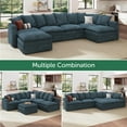 thumbnail image 4 of Honbay 6-Piece Plush Double-Layer Cushion Corduroy Modular Sleeper Sectional Cloud Sofa for Home Theater Seating, Blue, 4 of 10