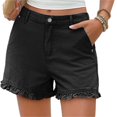 thumbnail image 2 of Summer High Waist Women Casual Jeans Denim Pants Ruffle Shorts, 2 of 7