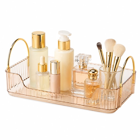Bathroom Countertop Organizer Tray for Skincare, Makeup and Toiletries, Vanity Storage Tray for Bathroom, Bedroom and Dresser