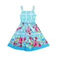 thumbnail image 3 of Girls Dress Sleeveless Halter Peony Flower Print Blue Pink 4, 3 of 4