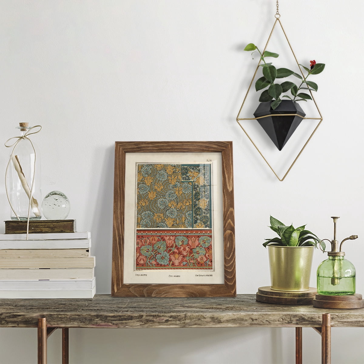 Nouveau Decorative I - Framed Print w/glass - Walnut
