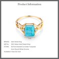 thumbnail image 5 of Gem Stone King 1.86 Ct Emerald Cut Green Turquoise 18K Yellow Gold Plated Silver Ring, 5 of 5