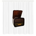 thumbnail image 2 of Ambesonne Vintage 60s Shower Curtain, Radiogramophone Print, 69"Wx84"L, Dark Brown Grey and White, 2 of 4