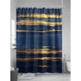 thumbnail image 5 of Fsddascl Blue Gold Coastal Shower Curtain Set - Extra Long 72" x 96" Washable Bathtub Curtain with 12 Hooks, Summer Modern Ocean Wave Waterproof Fabric Stall Shower Curtains for Bathroom/Bathtub, 5 of 6
