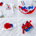 thumbnail image 2 of 4th of July Baby Girl Outfit Independence Day Clothes Set American Flag Romper + Tutu Skirt + Headband + Shoes Romper Bodysuit 4Pcs, 2 of 7