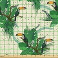 thumbnail image 2 of Ambesonne Exotic Fabric by the Yard Upholstery, Toucan Bird Drawing Print, 1 Yard, Ivory and Fern Green, 2 of 5