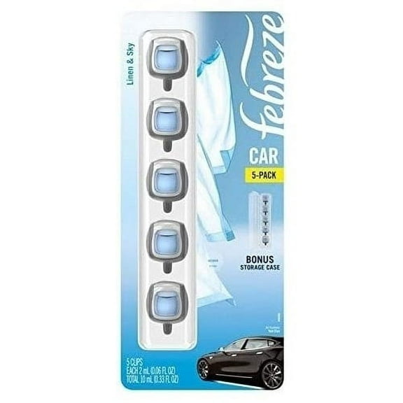 Febreze Air Freshener Car Vent Clips Linen and Sky (5 Count)