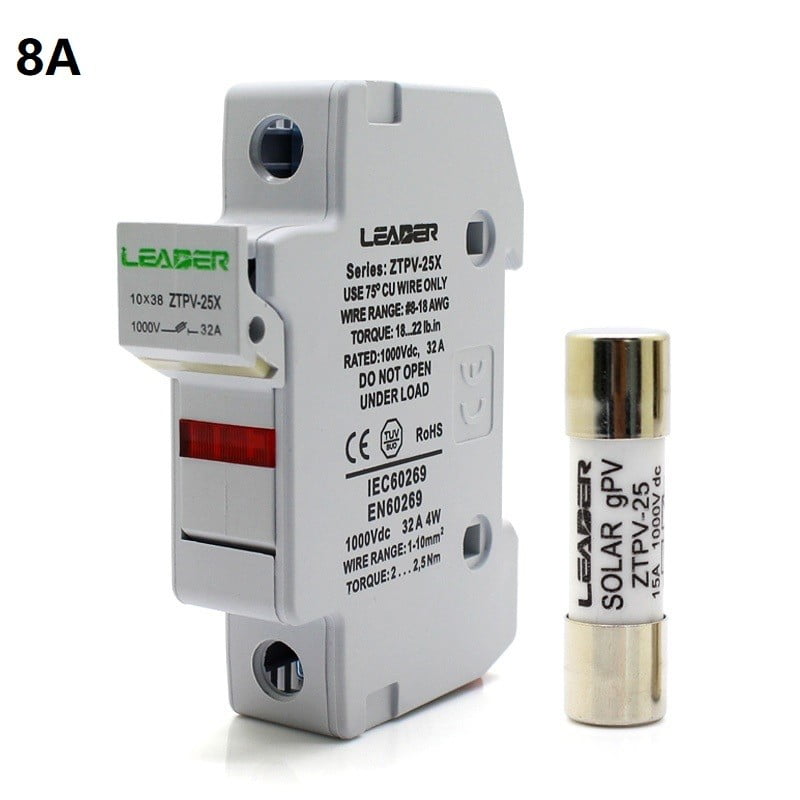 BCLONG 1P Solar PV Fuse 1000VDC Fusible 10x38mm PV Fuse Holder for