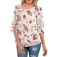 thumbnail image 5 of Camiseta de gasa informal, camiseta de cuello redondo para mujer, camiseta de gasa para mujer, camiseta de gasa de media manga, compacta y ligera, 5 of 5