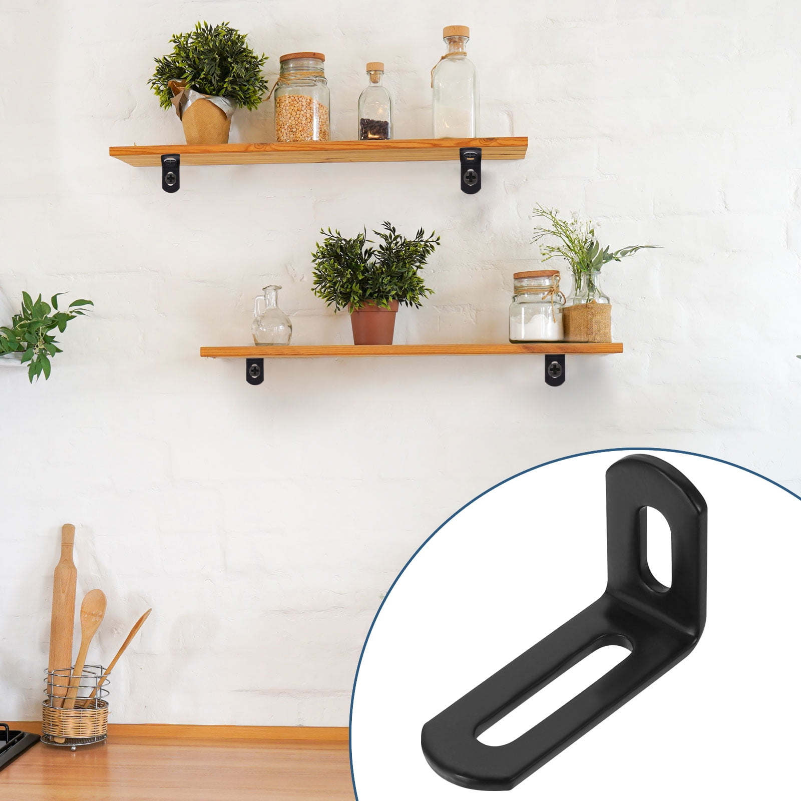 Uxcell 20 Pcs Adjustable Right Angle Brackets, Slotted L-Shape Corner Bracket 2"x1.2"x0.7", 90 Degree Steel l Bracket Support for Shelves, Wood Furniture Construction, Matte Black