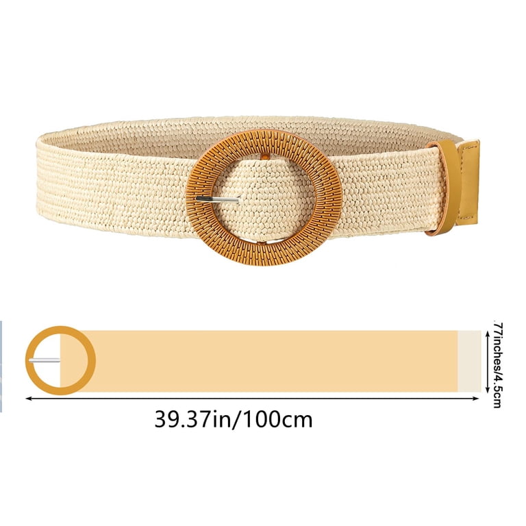 Kabuer Straw Woven Wide Waist Belt for Women Elastic Stretch  display picture 1