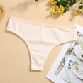 thumbnail image 4 of LYEAA 100% Cotton Underwear for Women Thong Low Rise Cool Bikini Breathable Comfort Solid Cute Daily Panties Seamless Fashionable Underpants Beige L, 4 of 4