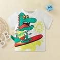 thumbnail image 2 of Toddler Kids Baby Boys T-Shirts Summer Cartoon Cool Dinosaur Short Sleeve Crewneck Tops Tee Newborn Infant Clothes Child Clothing Streetwear Dailywear Outwear, 2 of 7
