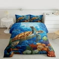 thumbnail image 3 of Feelyou Kawaii Sea Turtle Bedding Comforter Set for Teen, Marine Coral Twin Comforter Sets, Ocean Animal Theme Reversible Bedding Set, Lightweight Room Decor, 2-Piece, 3 of 9